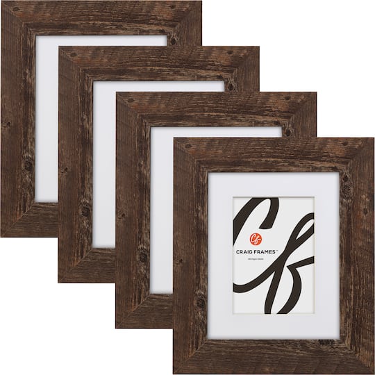 4 Pack Craig Frames American Barn Brown Oak Picture Frame with Mat